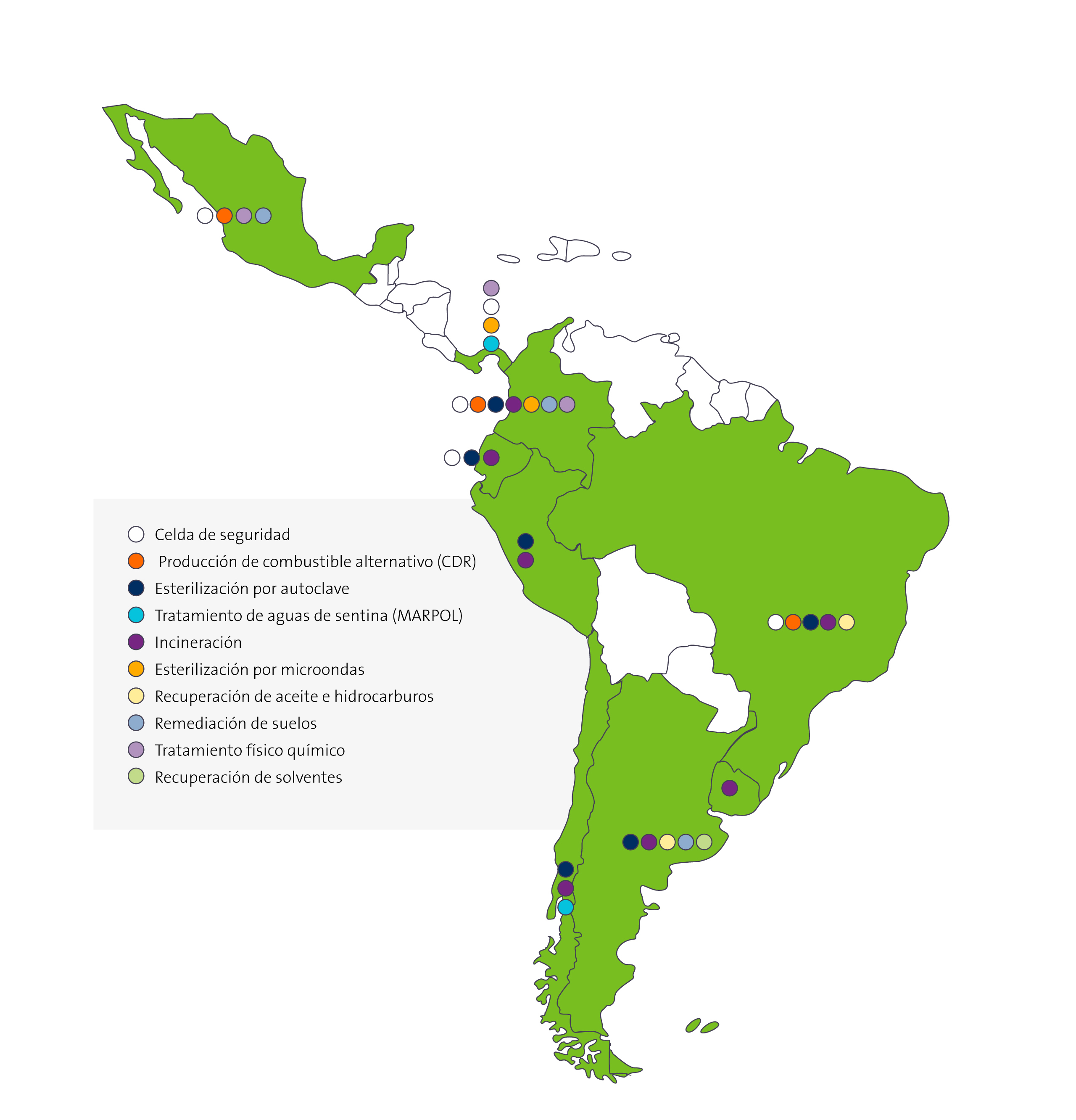 Mapa residuos peligrosos gestión Veolia