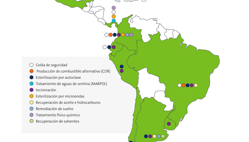 Mapa residuos peligrosos gestión Veolia